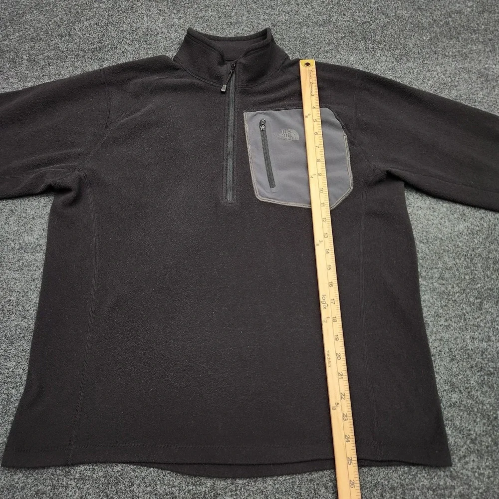 The North Face‎ Mens Medium Quarter Zip Fleece Pullover Black Pocket Lightweight